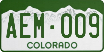 CO license plate AEM009