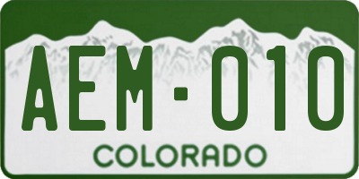 CO license plate AEM010