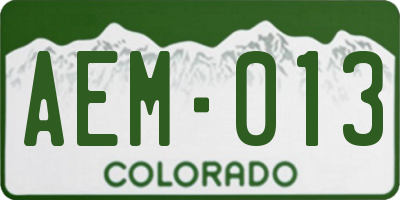 CO license plate AEM013