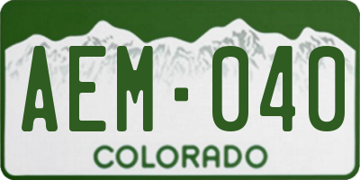 CO license plate AEM040
