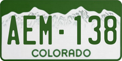 CO license plate AEM138