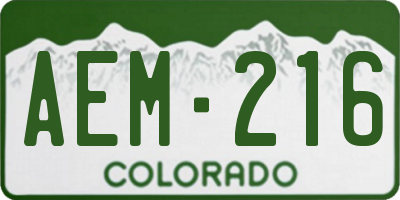 CO license plate AEM216
