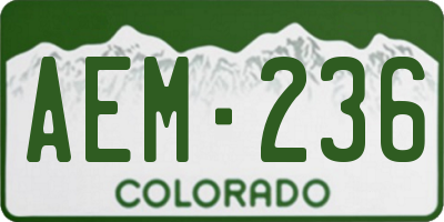 CO license plate AEM236