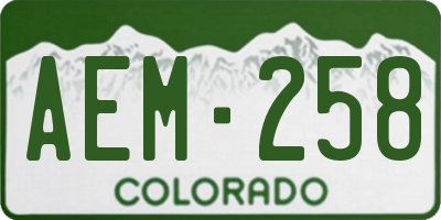 CO license plate AEM258