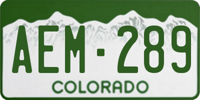 CO license plate AEM289