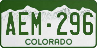 CO license plate AEM296