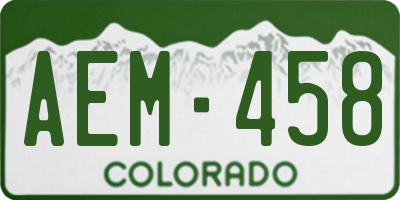 CO license plate AEM458