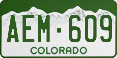 CO license plate AEM609