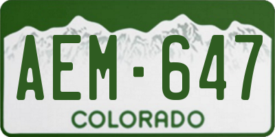 CO license plate AEM647