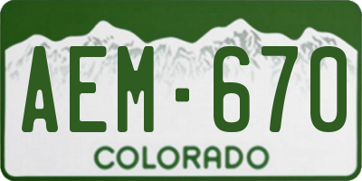 CO license plate AEM670