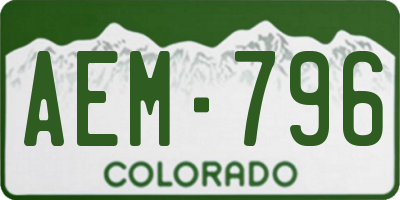 CO license plate AEM796