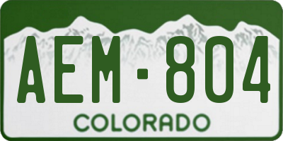 CO license plate AEM804
