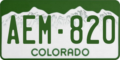 CO license plate AEM820