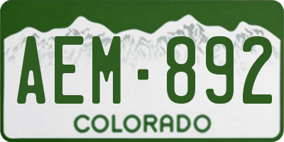 CO license plate AEM892