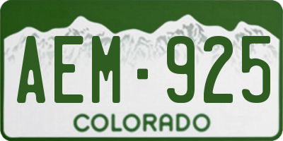 CO license plate AEM925