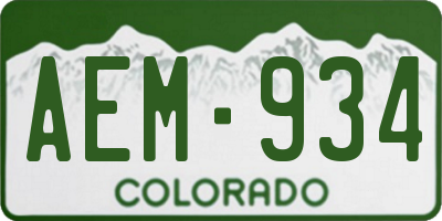 CO license plate AEM934