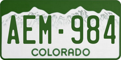 CO license plate AEM984