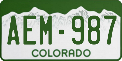 CO license plate AEM987