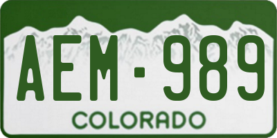 CO license plate AEM989