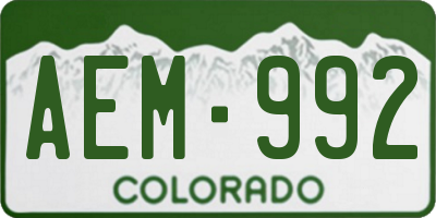 CO license plate AEM992