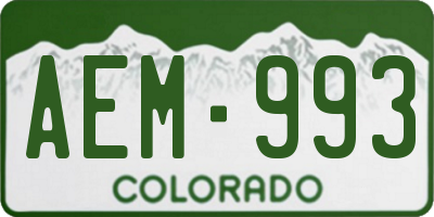 CO license plate AEM993
