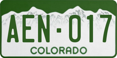CO license plate AEN017