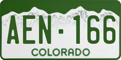 CO license plate AEN166