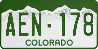 CO license plate AEN178
