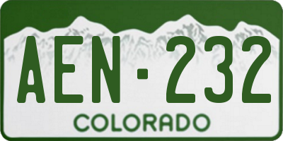 CO license plate AEN232
