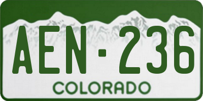 CO license plate AEN236
