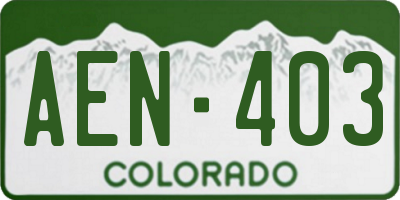 CO license plate AEN403
