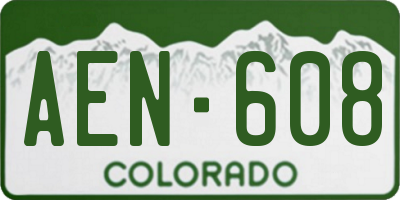 CO license plate AEN608
