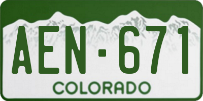 CO license plate AEN671
