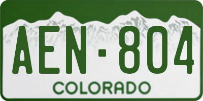 CO license plate AEN804