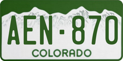 CO license plate AEN870