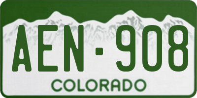 CO license plate AEN908