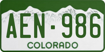 CO license plate AEN986