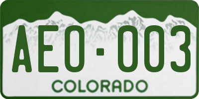 CO license plate AEO003