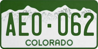 CO license plate AEO062