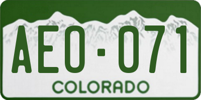 CO license plate AEO071
