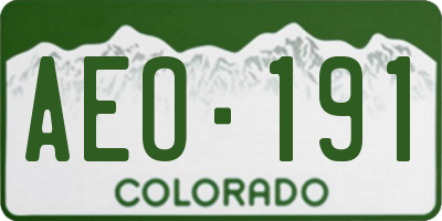 CO license plate AEO191