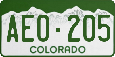 CO license plate AEO205