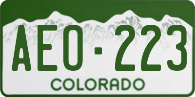 CO license plate AEO223