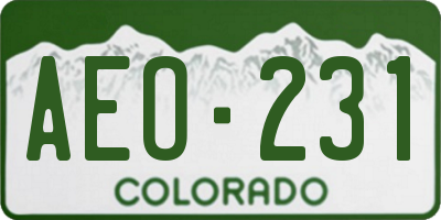 CO license plate AEO231