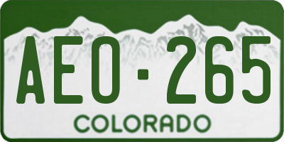 CO license plate AEO265