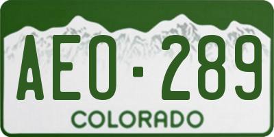 CO license plate AEO289