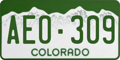 CO license plate AEO309