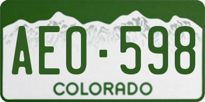 CO license plate AEO598