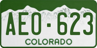 CO license plate AEO623