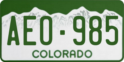 CO license plate AEO985